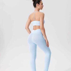 Leggings esportivas pretas com bolsos para mulheres RUXI