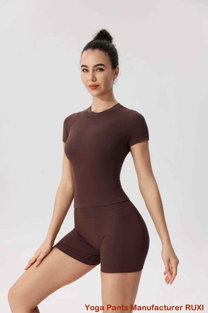shorts de corrida com cintura de ioga RUXI br3979